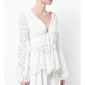 PatBo Embellished Eyelet Kimono Top in White 8 NWT